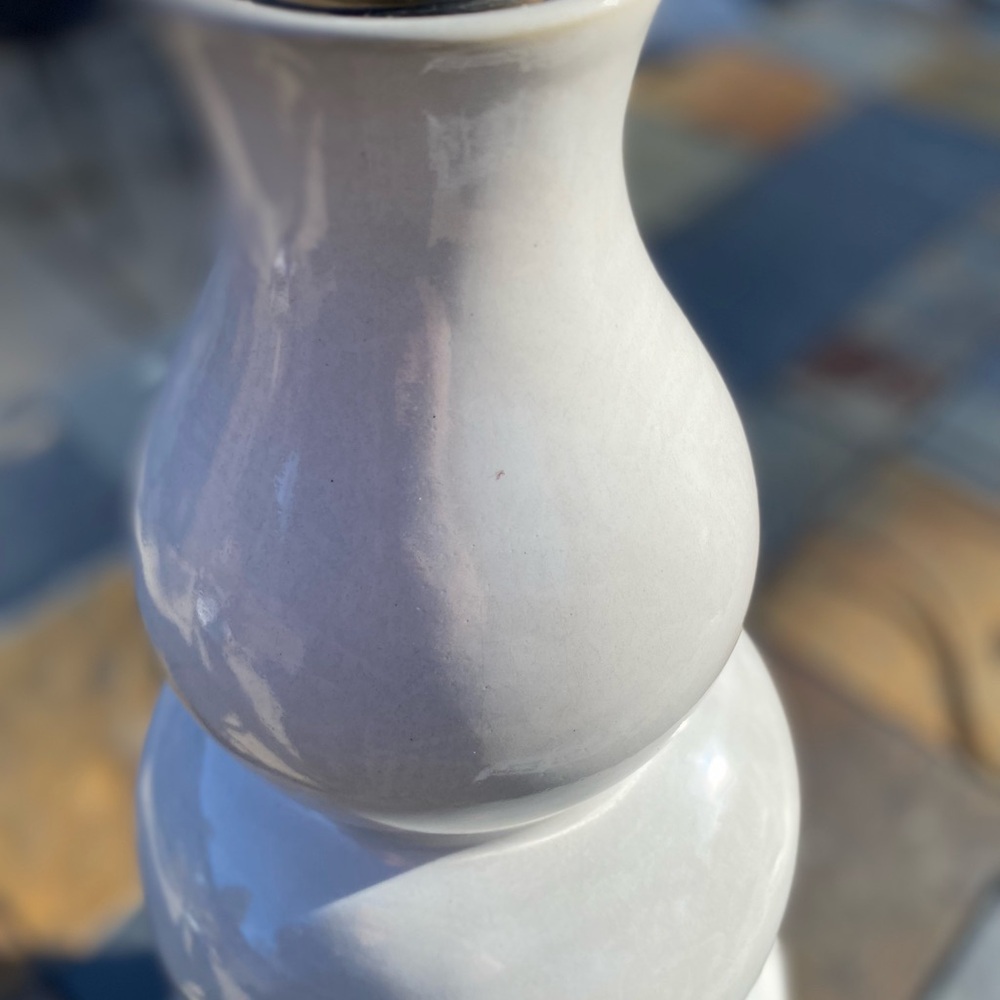 MCM John Thompson Large Ceramic Triple Gourd Vase Table Lamp EUC In Pearl -Qty 1 - Picture 12 of 16